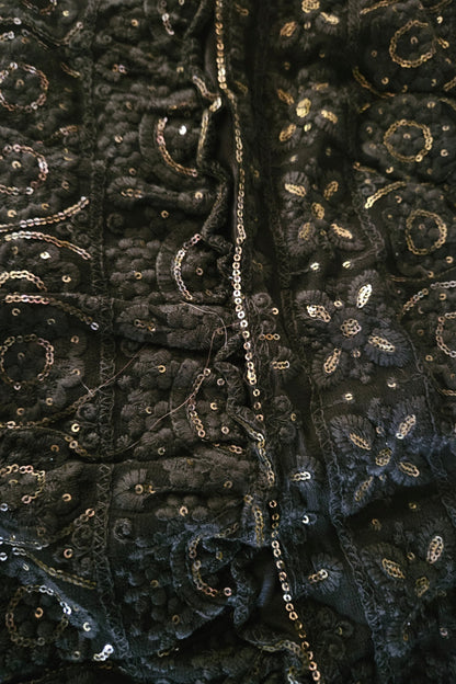 Black Sequin Mini Skirt