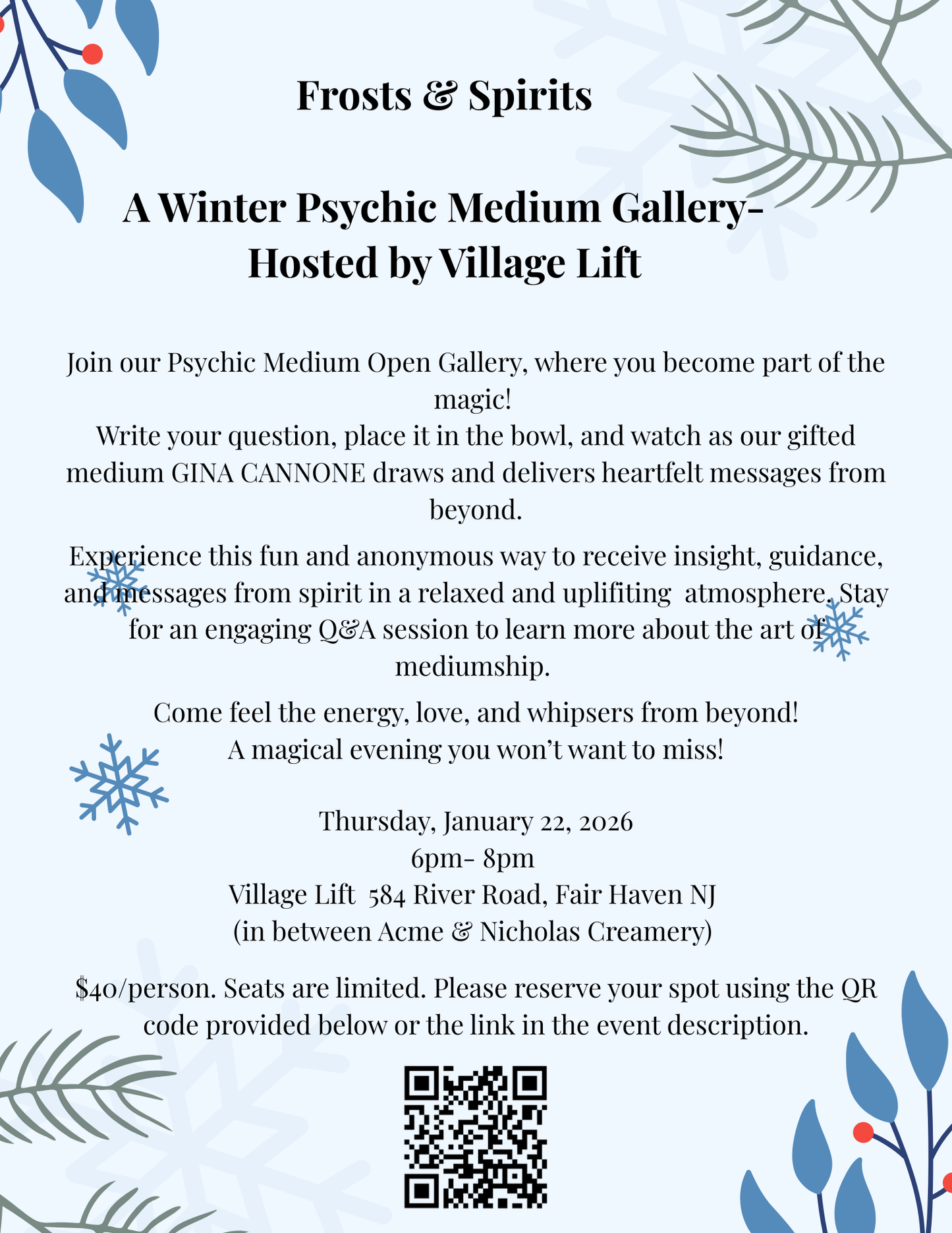 Whispers from Beyond a Winter Psychic Medium Gallery Event Ticket
