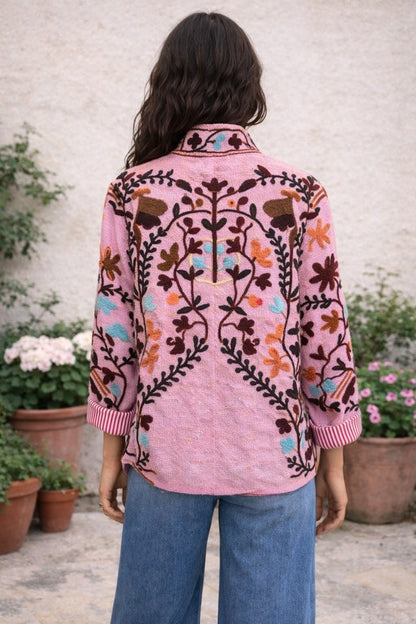 Embroidered Reversible Jacket - Pink