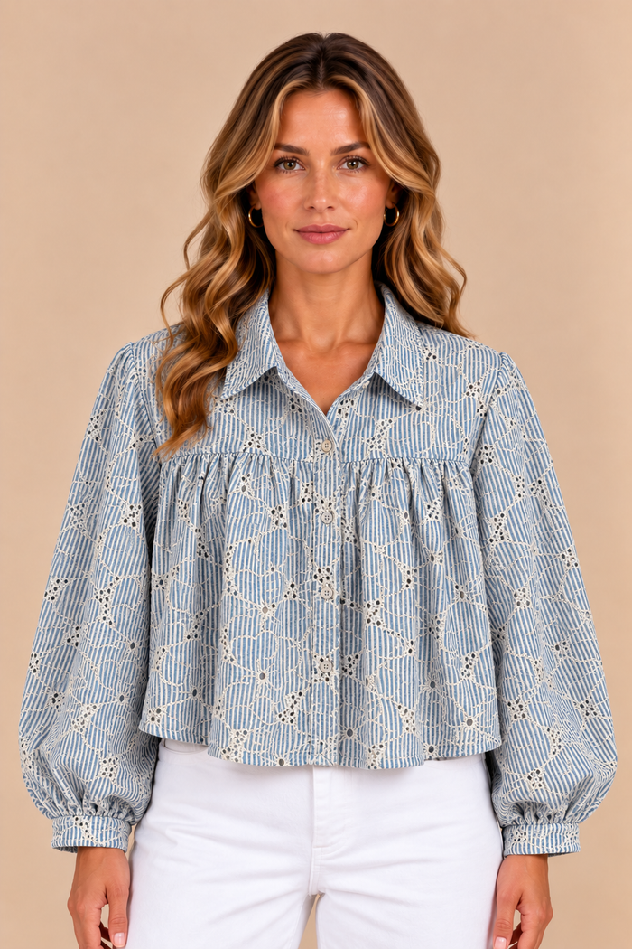 Ally - Cropped Button Down