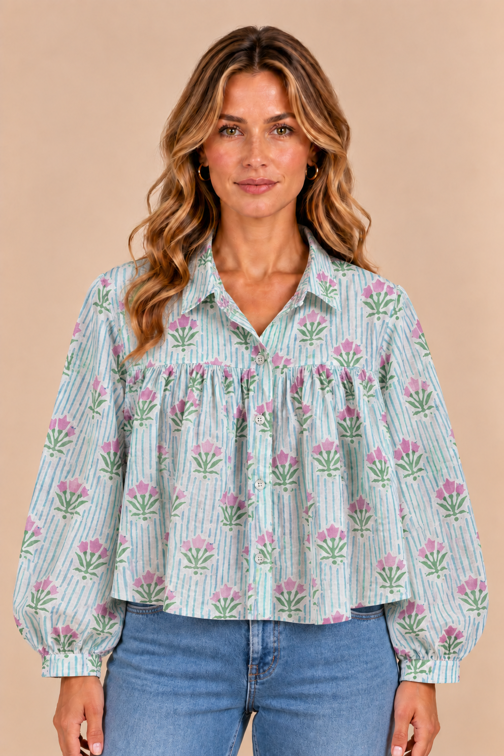 Ally - Cropped Button Down