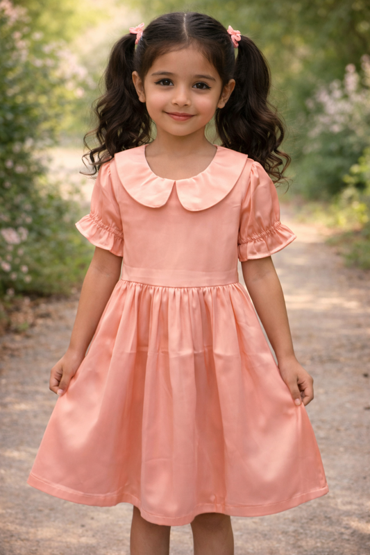Girl’s Satin Dress - Baby Pink