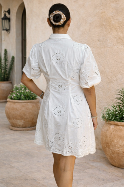 Puff Elegance Contour Dress - White Mirror