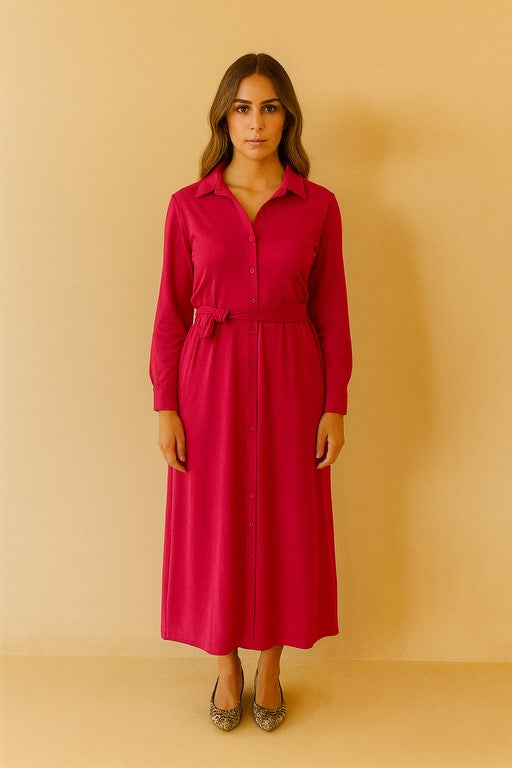 Shirt Dress - Fuschia