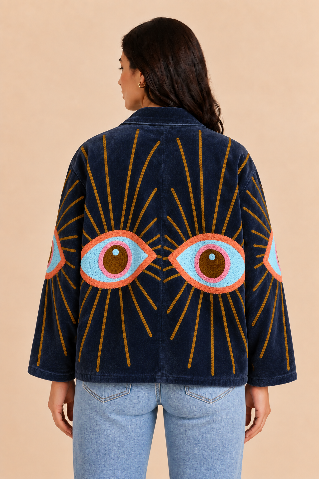 Emmy Embroidered Reversible Jacket - Velvet Evil Eye