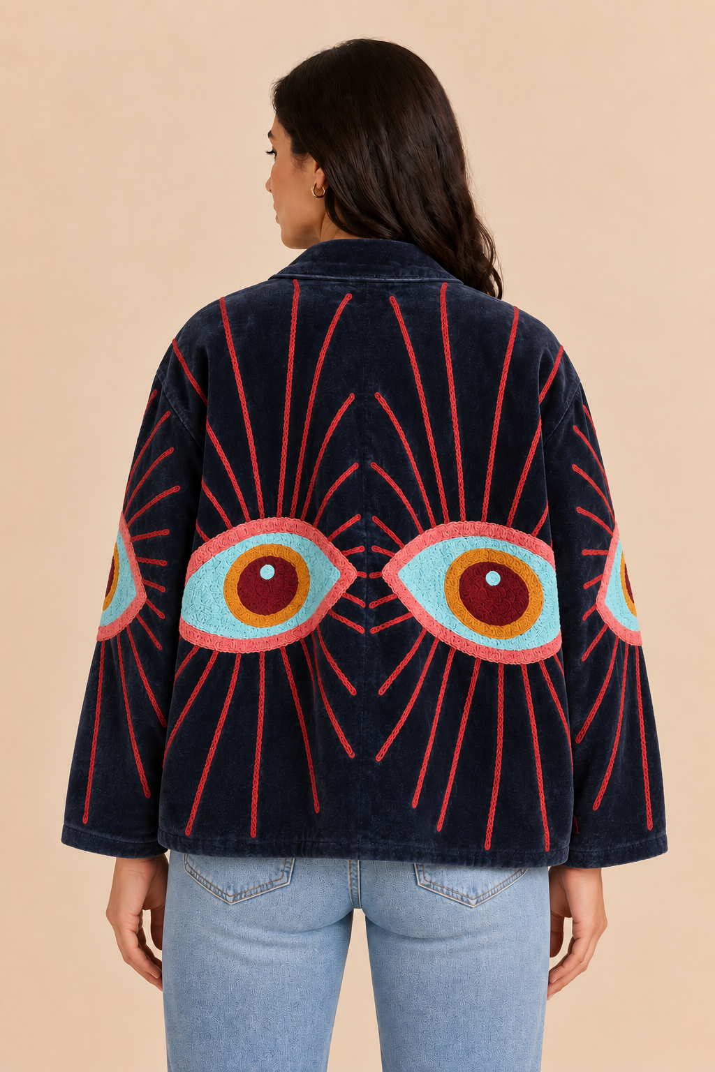 Emmy Embroidered Reversible Jacket - Velvet Evil Eye