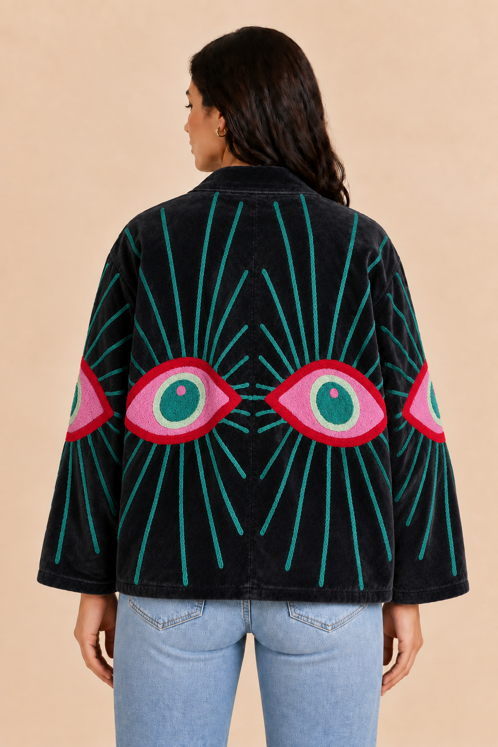 Emmy Embroidered Reversible Jacket - Velvet Evil Eye