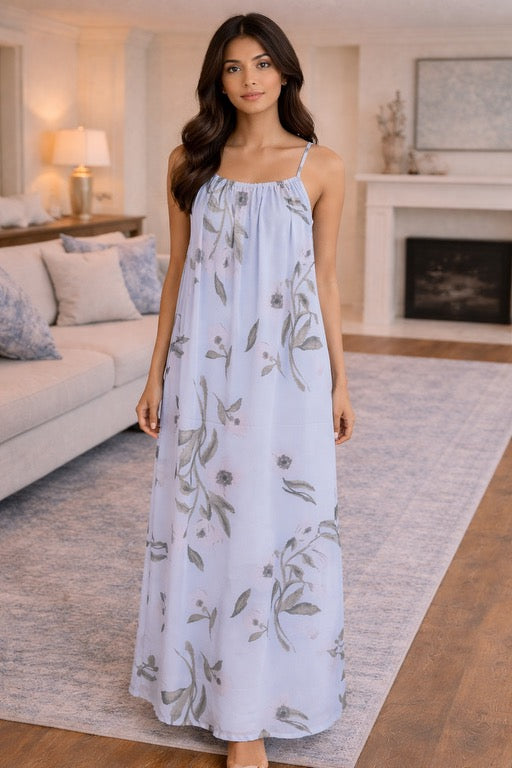 Flowy pastel chiffon maxi dress