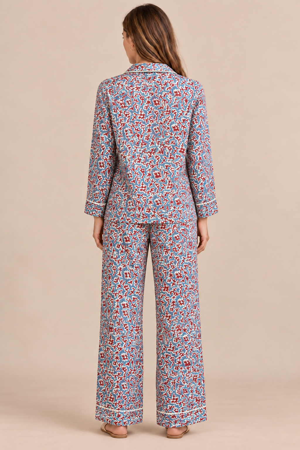 Lisa Long Pajama Set - Block Print