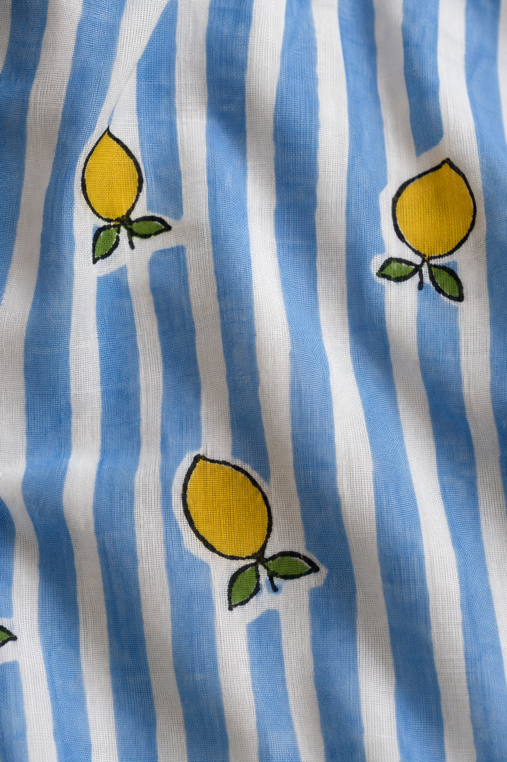 Ruffled Pajama Set - Blue Lemon Stripes