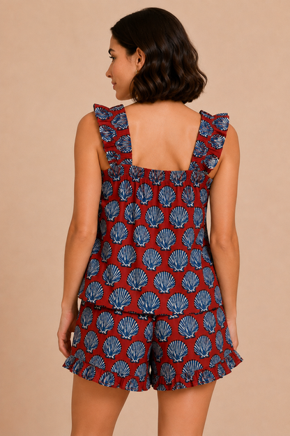 Ruffled Pajama Set - Seashells