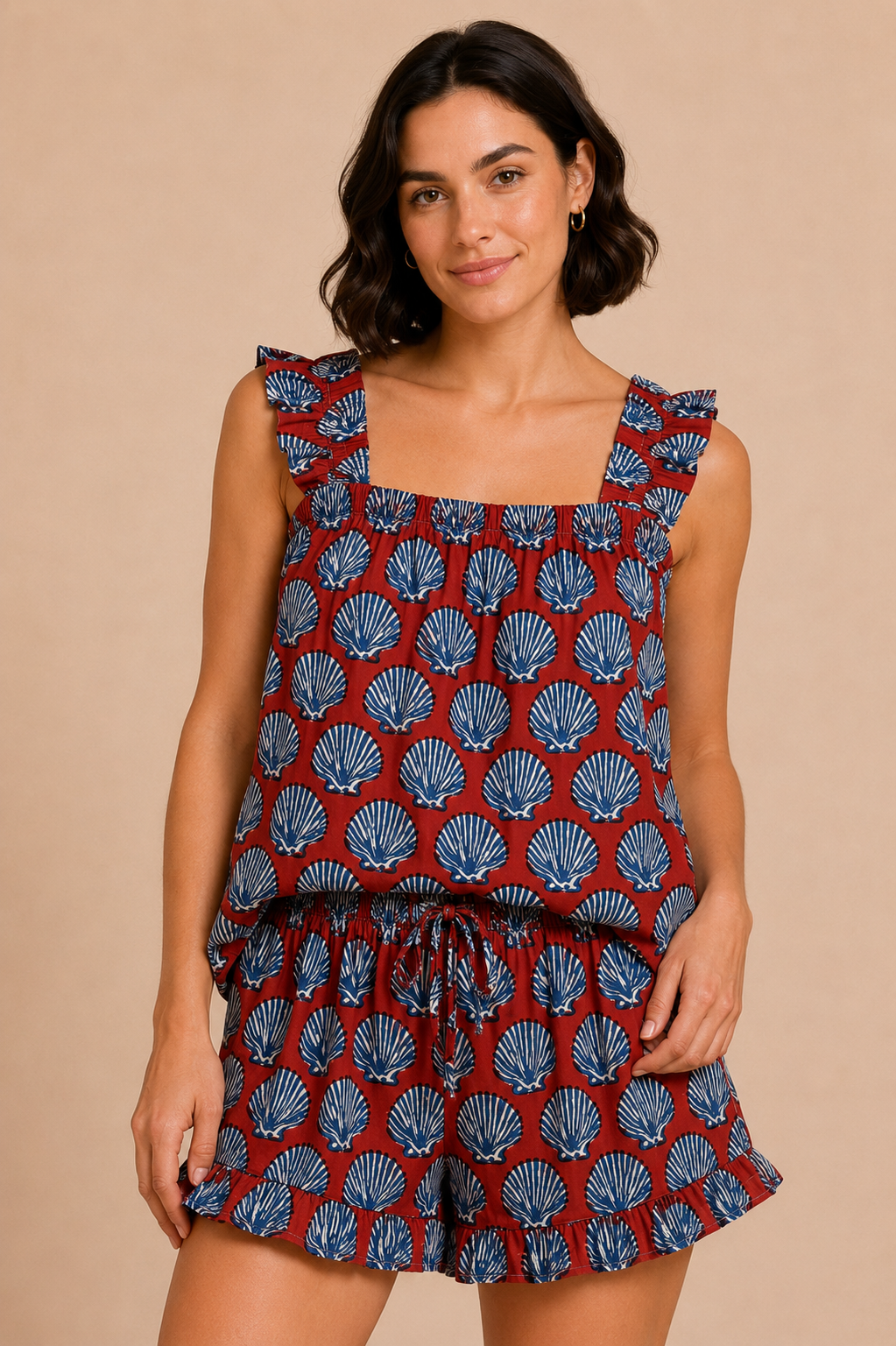 Ruffled Pajama Set - Seashells